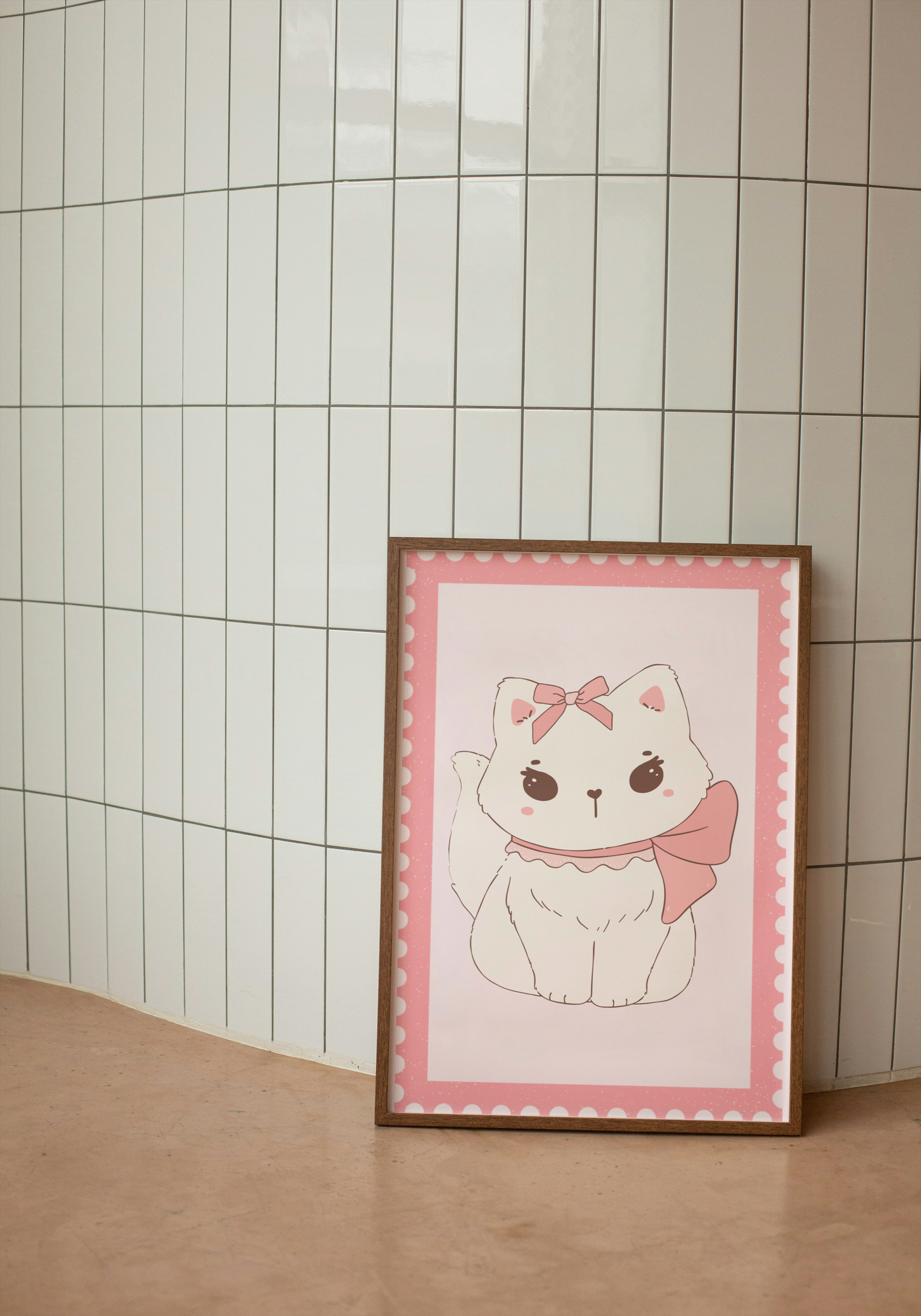 white cat Art Print