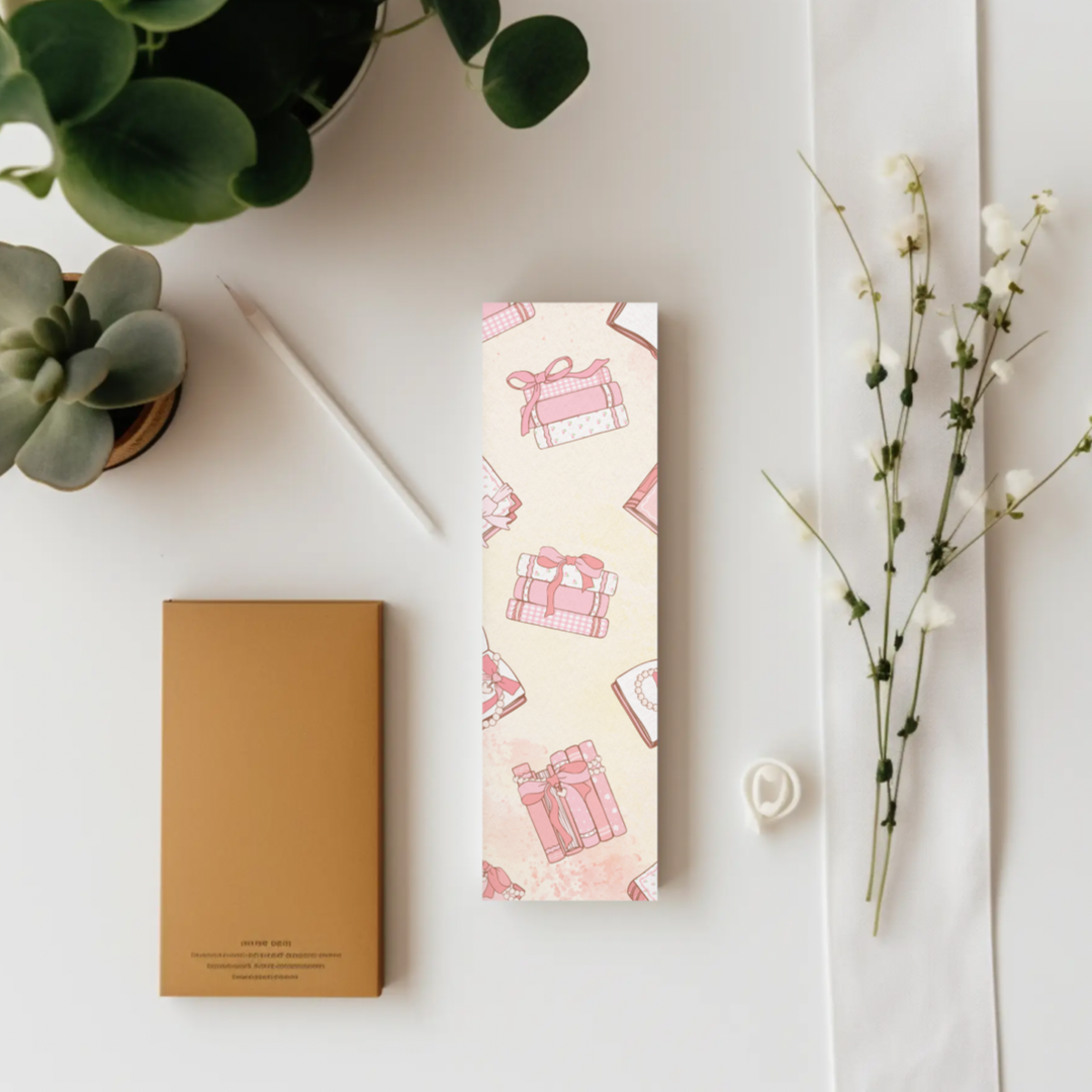 Pink book stack Bookmark