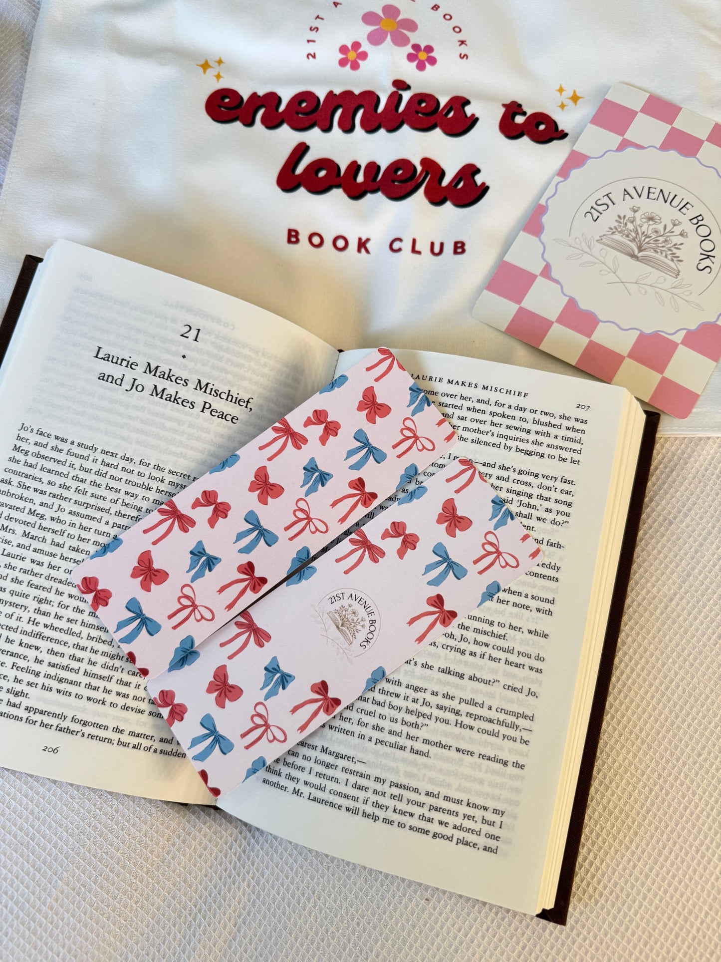Pink + Blue bow bookmark
