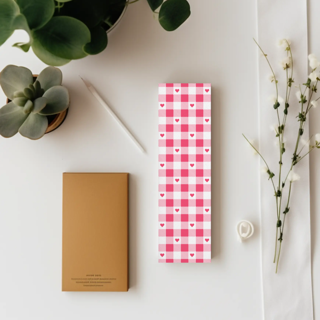 Hot Pink plaid bookmark