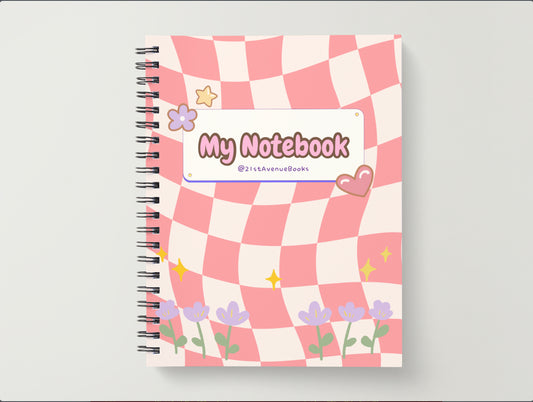 Retro pink checked notebook