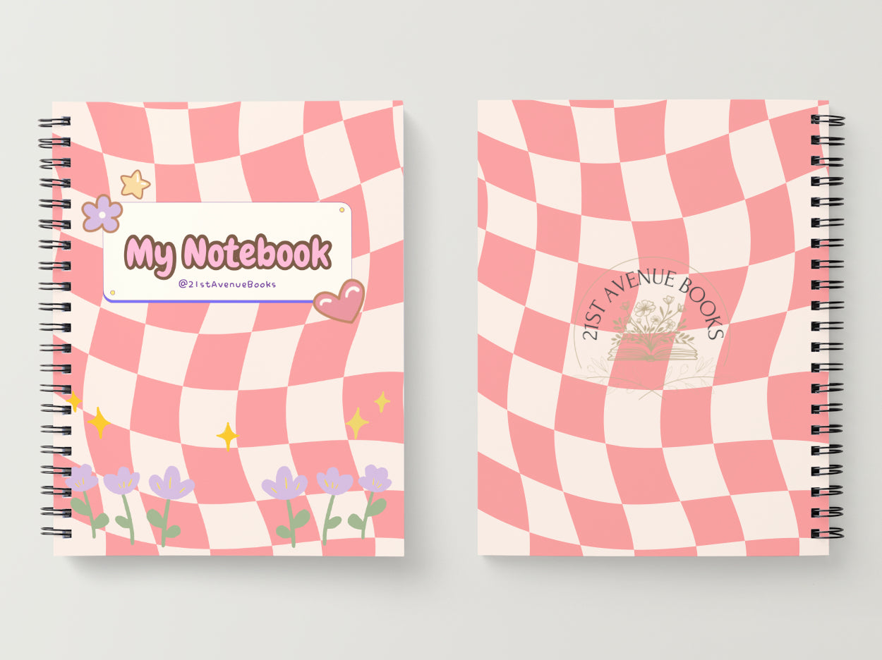 Retro pink checked notebook